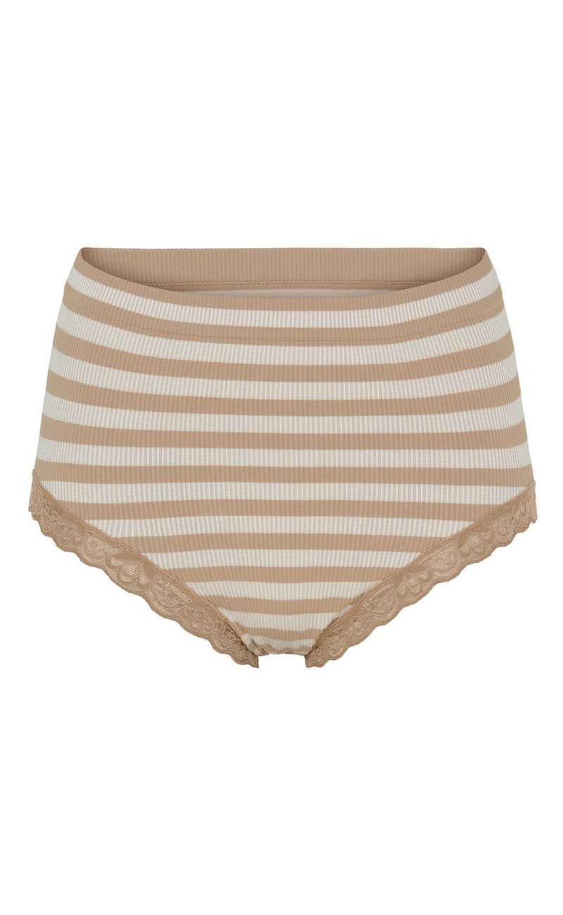 Tim & Simonsen Truse - Isa Stripe Rib Midi Lace - Nudo/Bianco