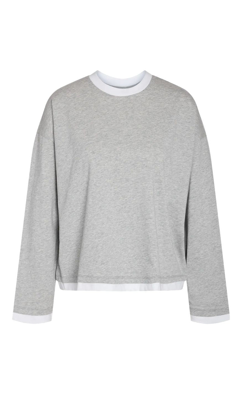 Noisy May Bluse - Ember - Light Grey Melange/White Double