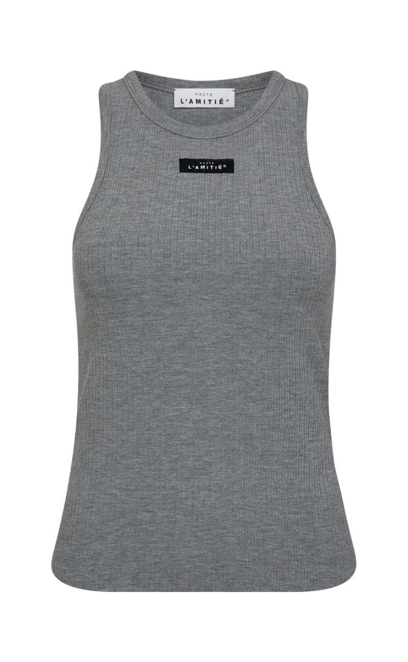Haute L'Amitié TankTopp - Rib Badge - Grey Melange