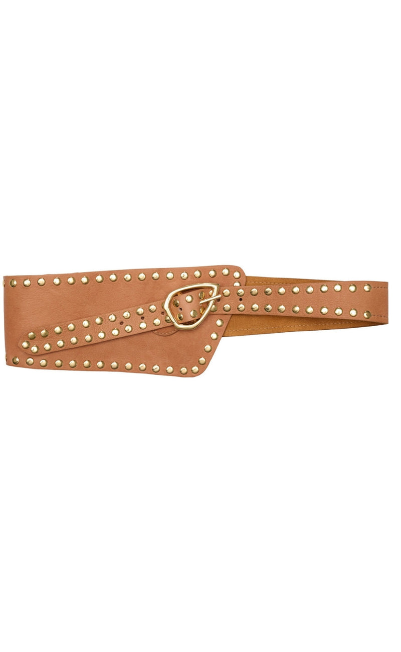 Tim & Simonsen Belte - Elle Wide Stud - Cognac/Gold
