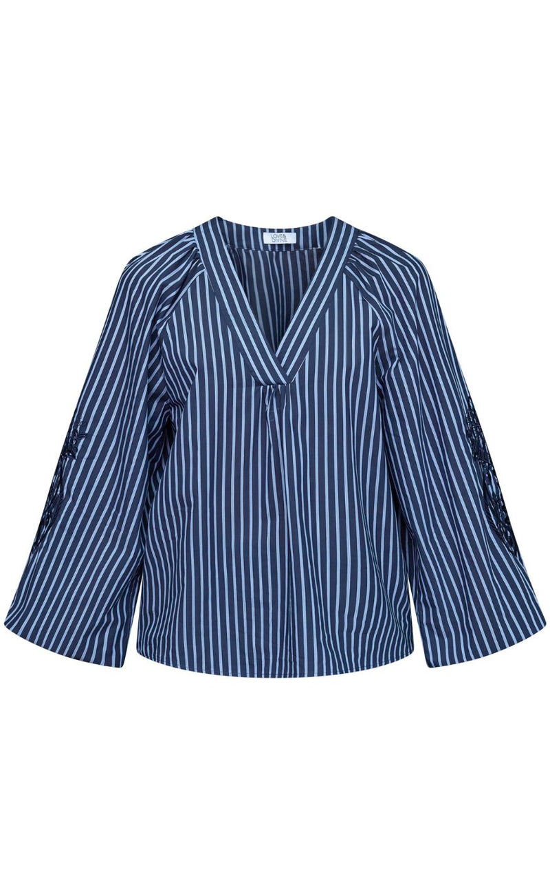 Love & Divine Bluse - love1529-2 - Navy Stripes