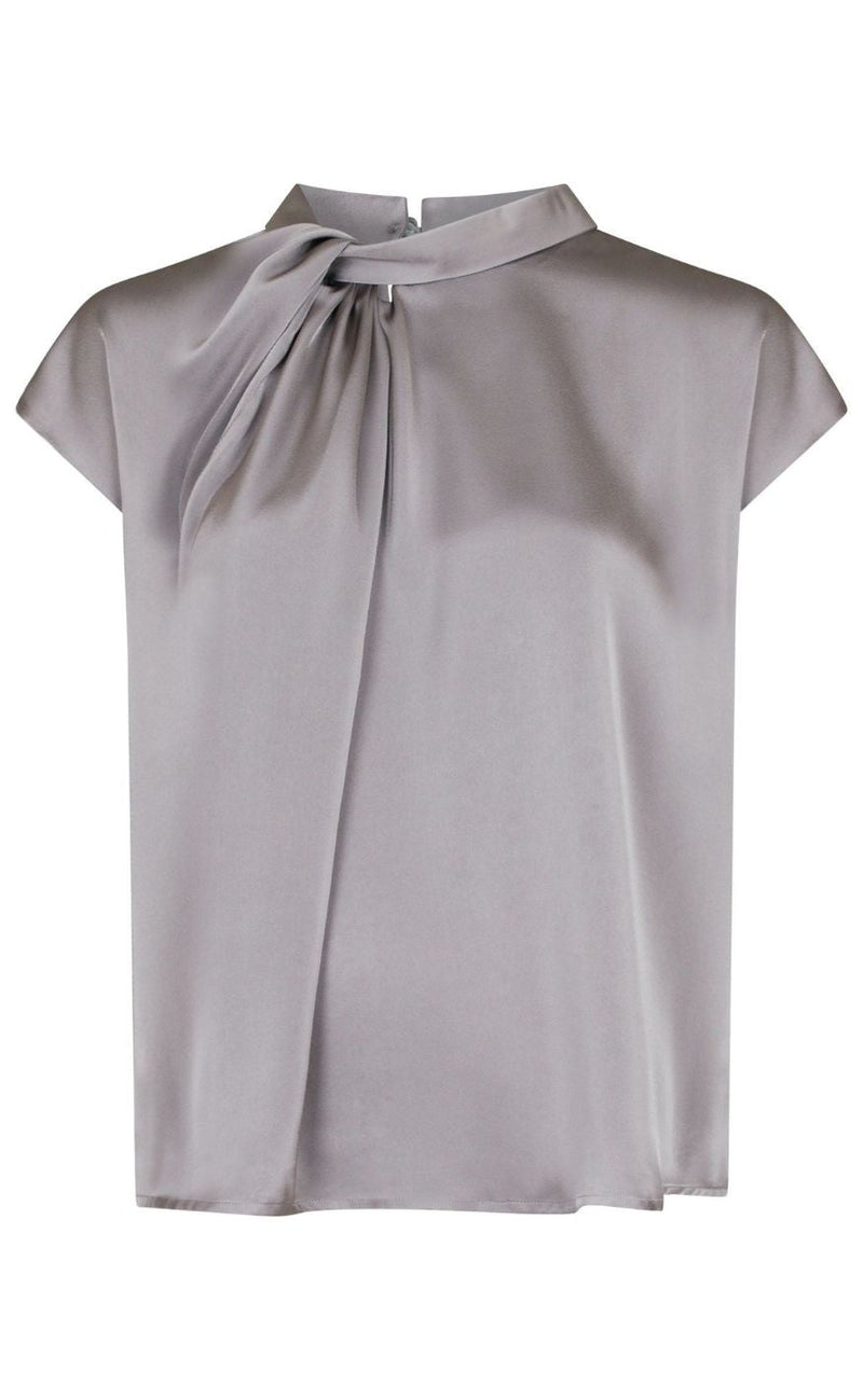 Neo Noir Bluse - Fleur Drapy Satin - Antracit