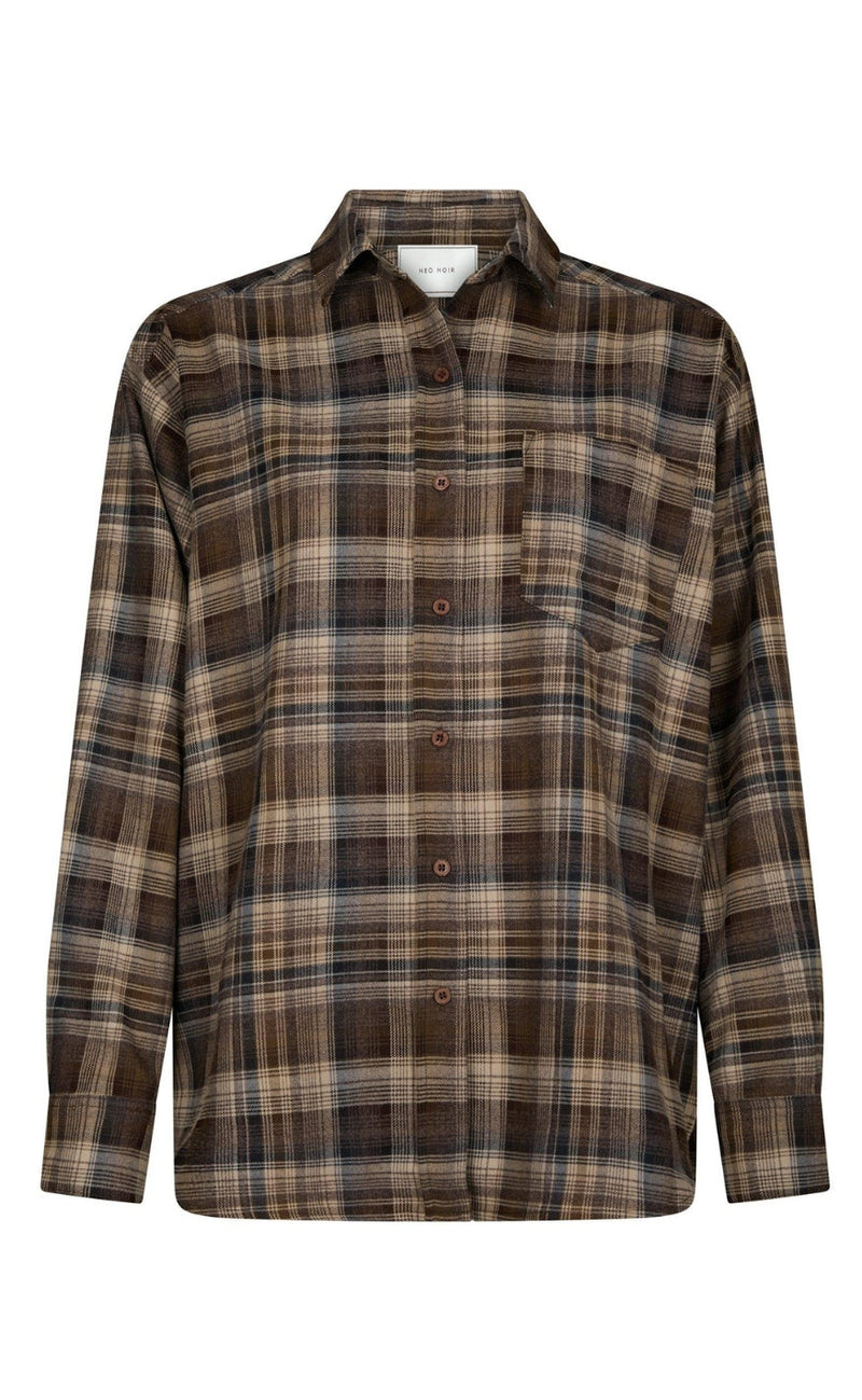 Neo Noir Skjorte - Dalma Flannel Check - Dark Taupe