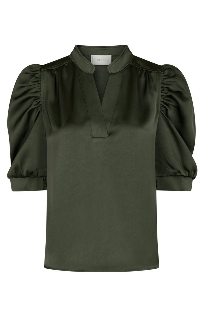 Neo Noir Bluse - Roella Heavy Sateen - Deep Green