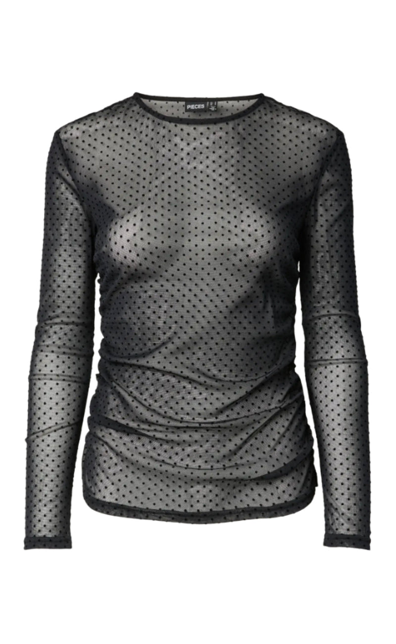 Pieces Bluse - Bobo Mesh - Black Dots