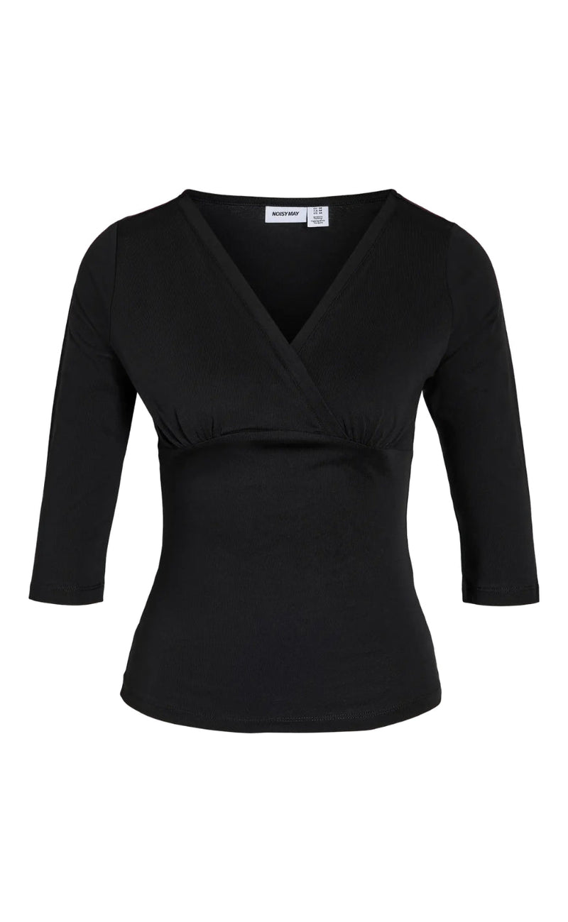 Noisy May Topp - June 3/4 V-Neck - Black