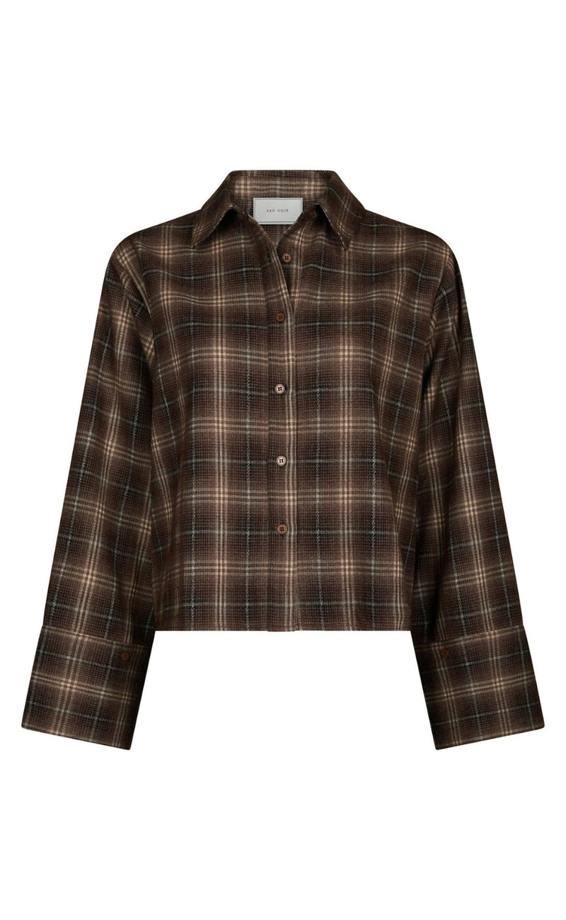 Neo Noir Skjorte - Jaylin Flannel Check - Dark Taupe