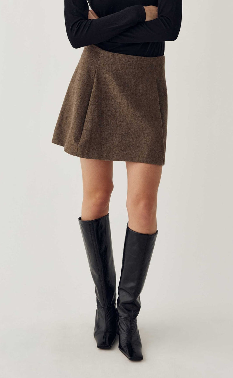 Noella Skjørt - Maybelle - Brown Herringbone