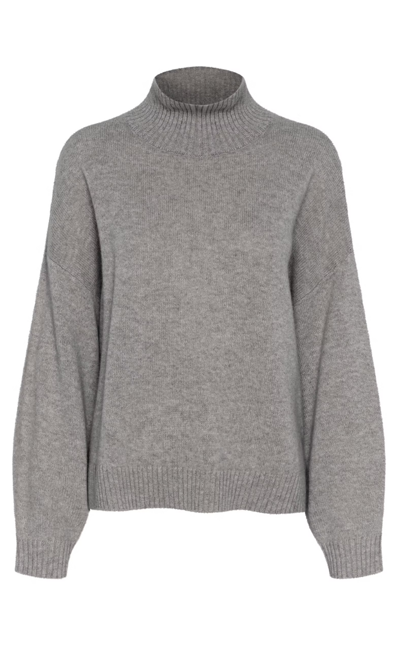 Gestuz Pullover - Casia High Neck - River Stone Melange