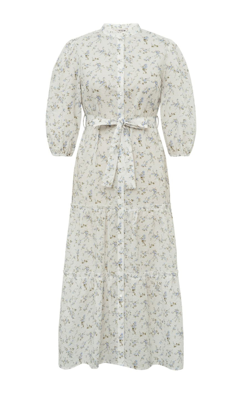 A-View Kjole - Kate - Off White/Blue