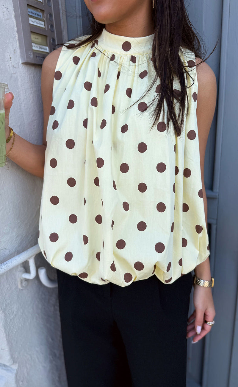 Say INA Copenhagen Topp - Diana Dot - Yellow W. Brown Dots