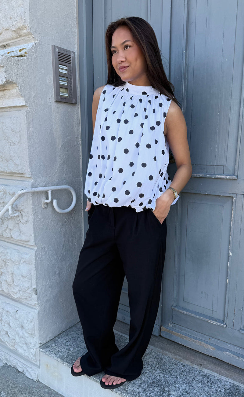 Say INA Copenhagen Topp - Diana Dot - White W. Black Dots