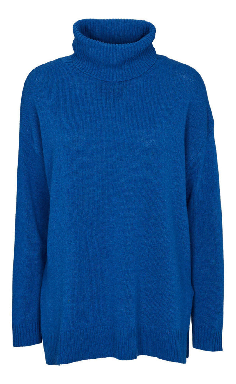 Basic Apparel Genser - Line T-Neck - Princess Blue