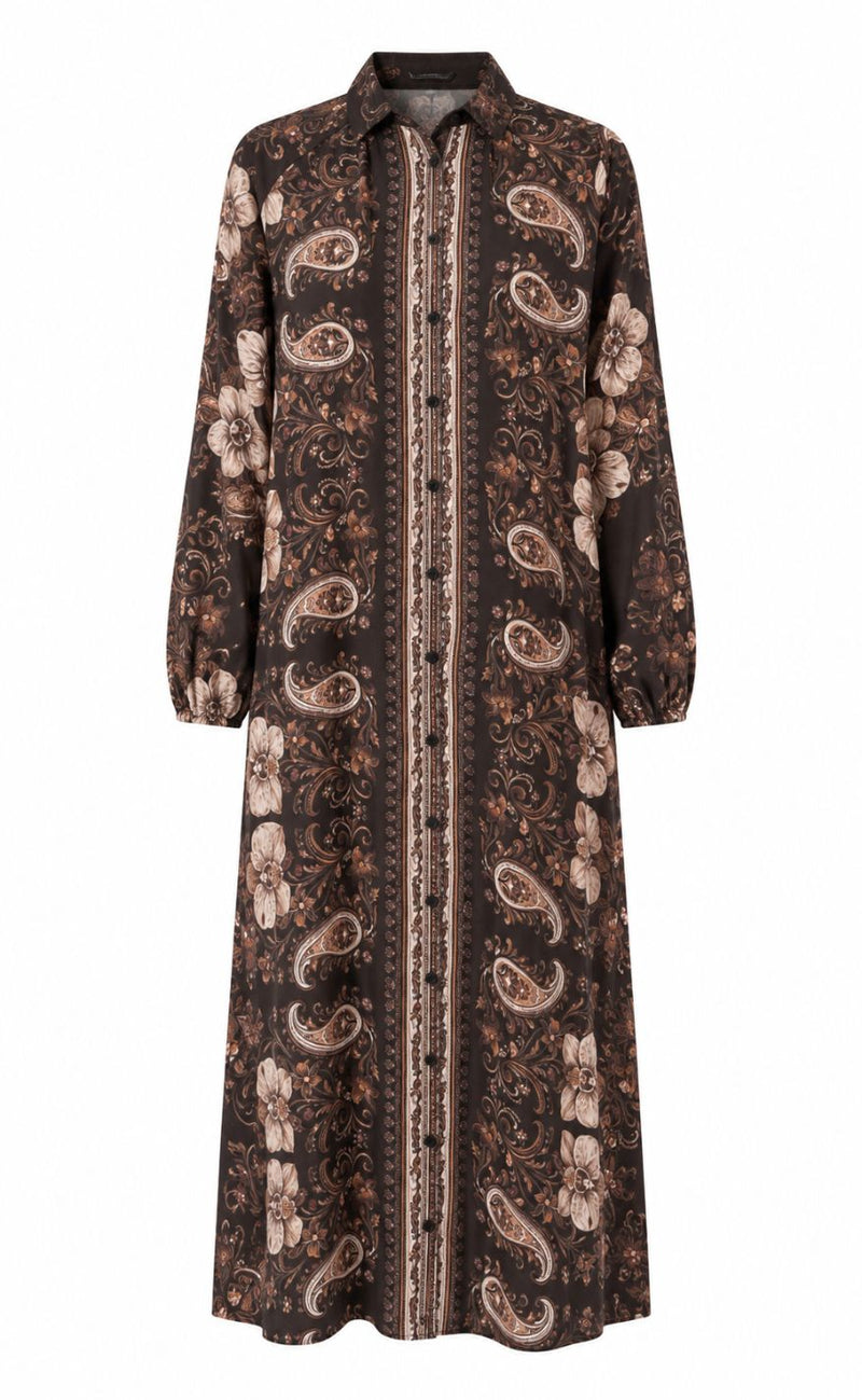 Say INA Copenhagen Kjole - Christel - Black w. Brown Paisley Print