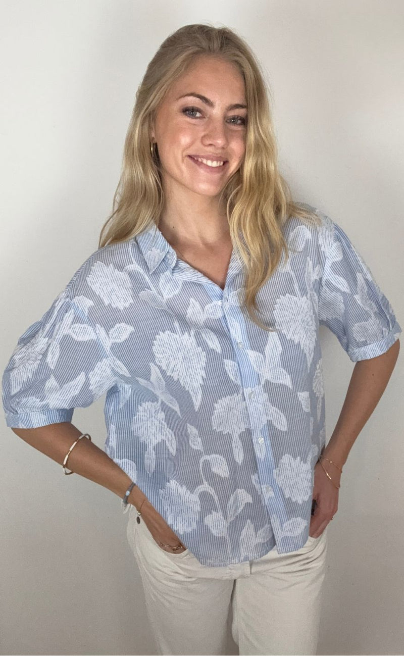 Continue Bluse - Mili Emb - Blue Stripe