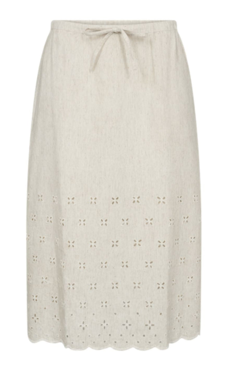 Freequent Skjørt - Linus Embroidery - Moonbeam Melange
