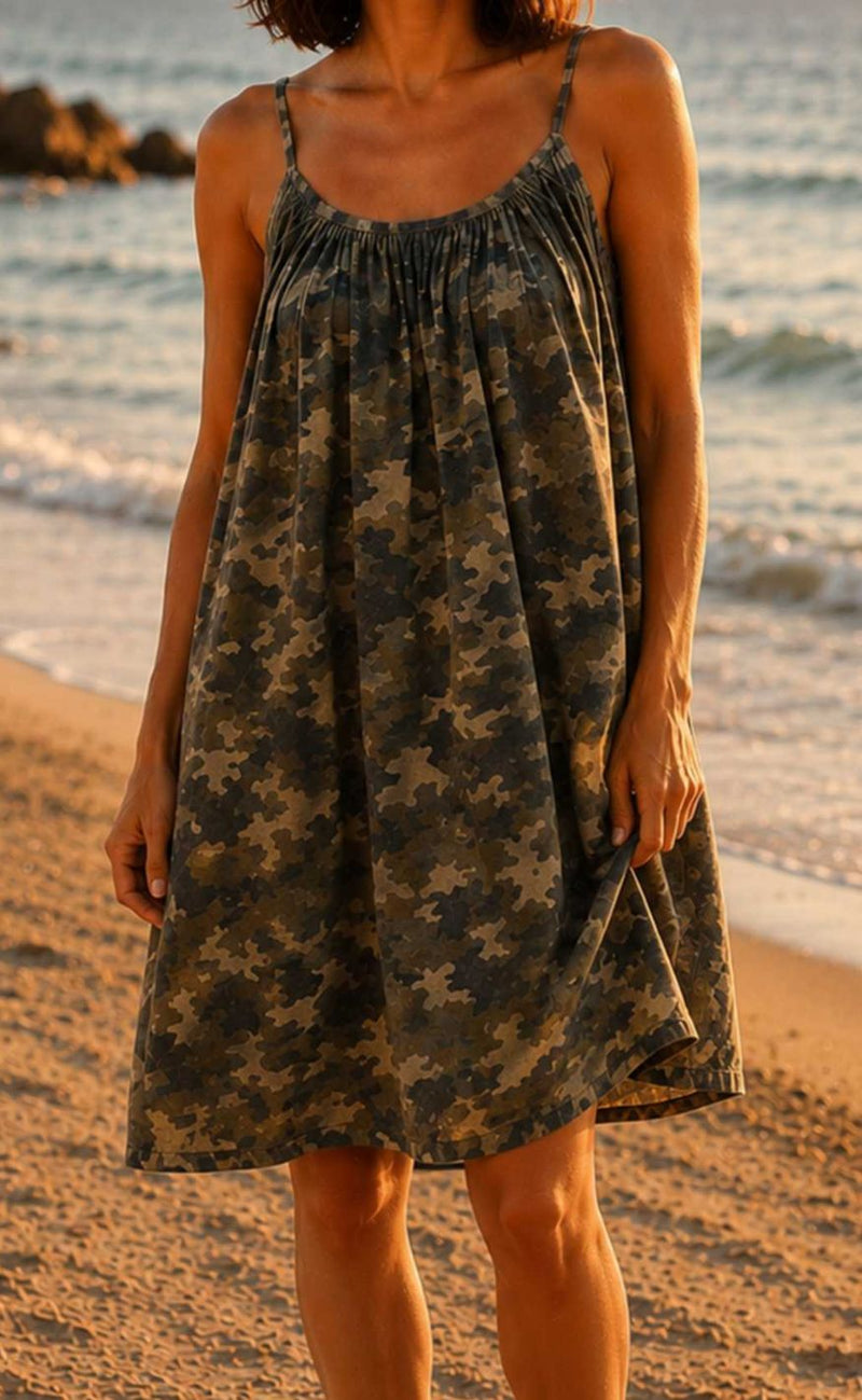Black Colour Kjole - Minna Short Strap - Camouflage