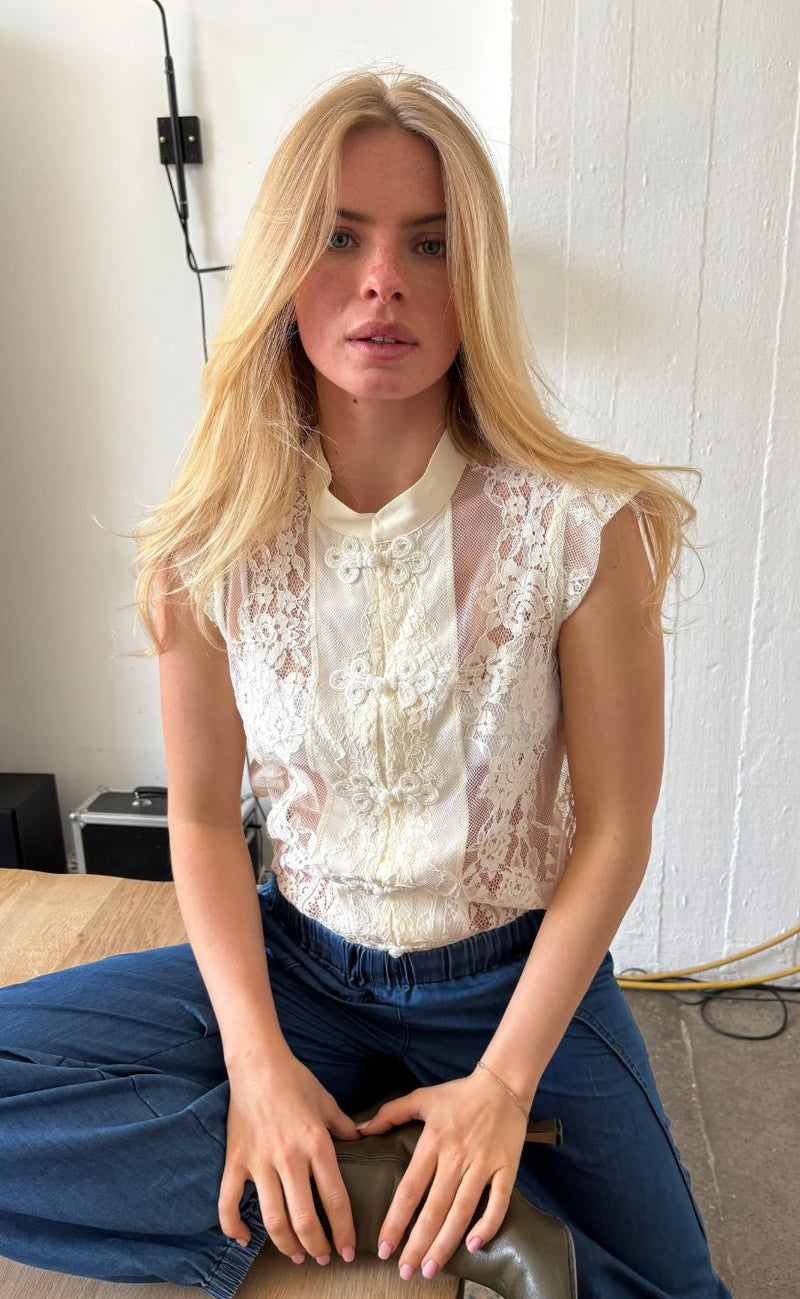 Continue Bluse - Lara Lace - Off White