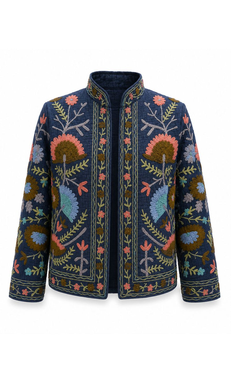 Say INA Copenhagen Jakke - Abella - Dark Blue W. Blueish Embroidery