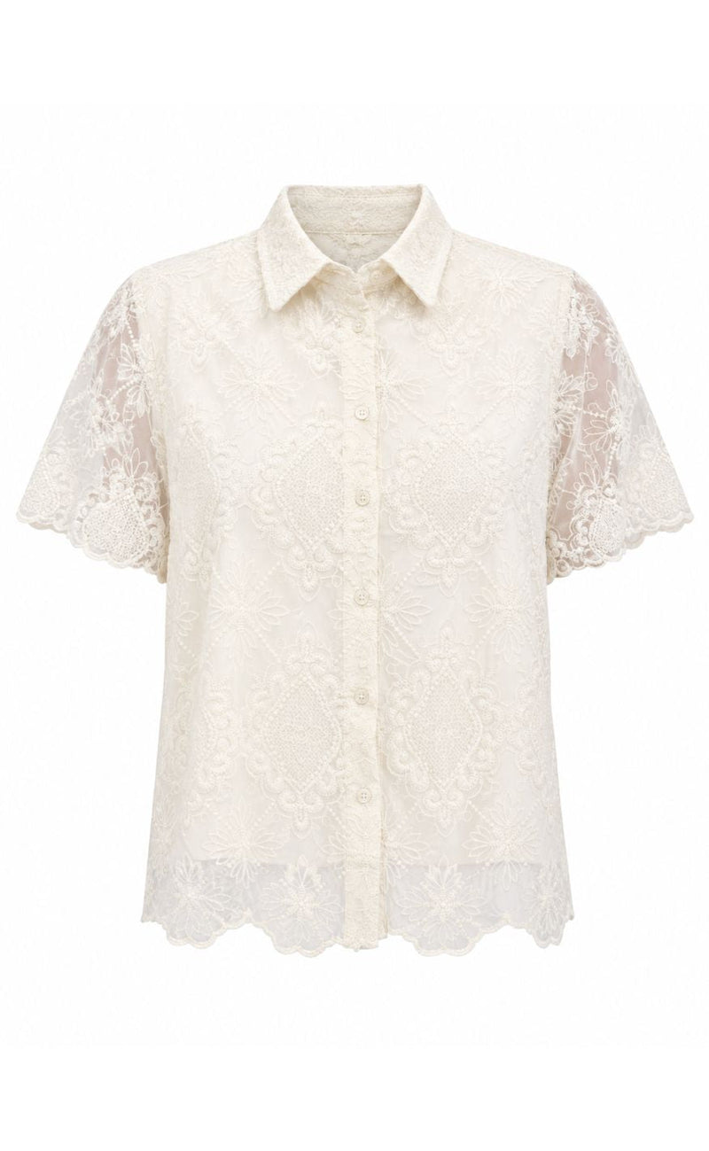 Say INA Copenhagen Skjorte - Elly Lace - White