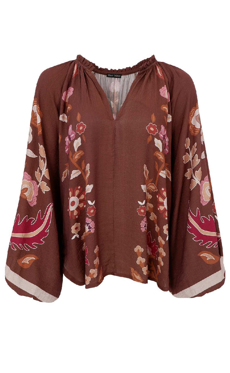 Black Colour Bluse - Marigold - Coffee
