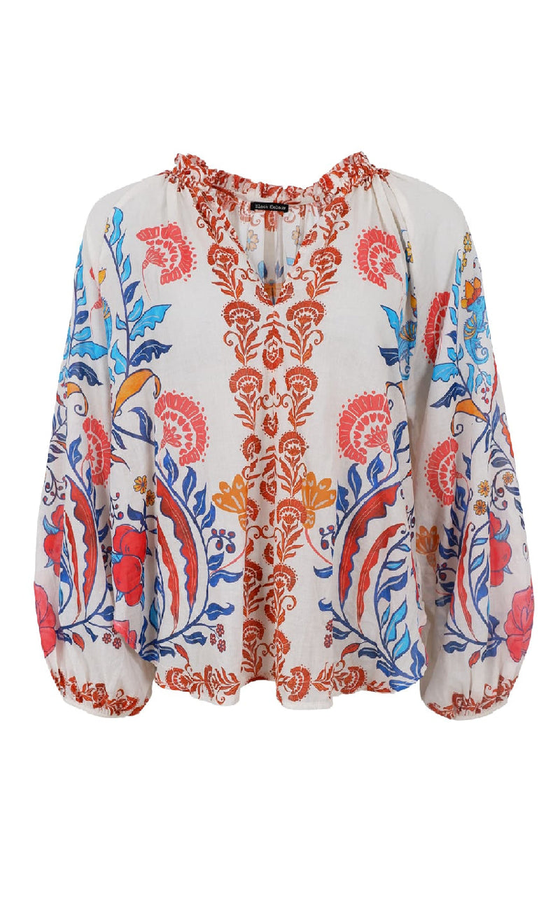 Black Colour Bluse - Peacock - Marsala Red