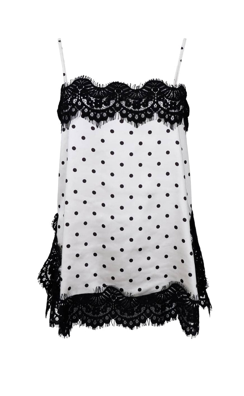Black Colour Top - Evie Lace - White Dot