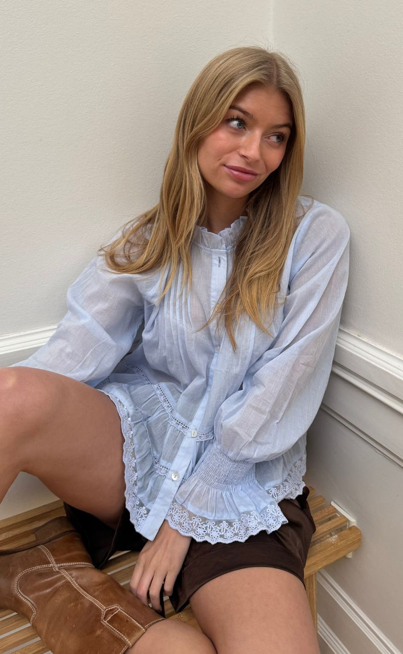Continue Bluse - Audrey LS - Light Blue