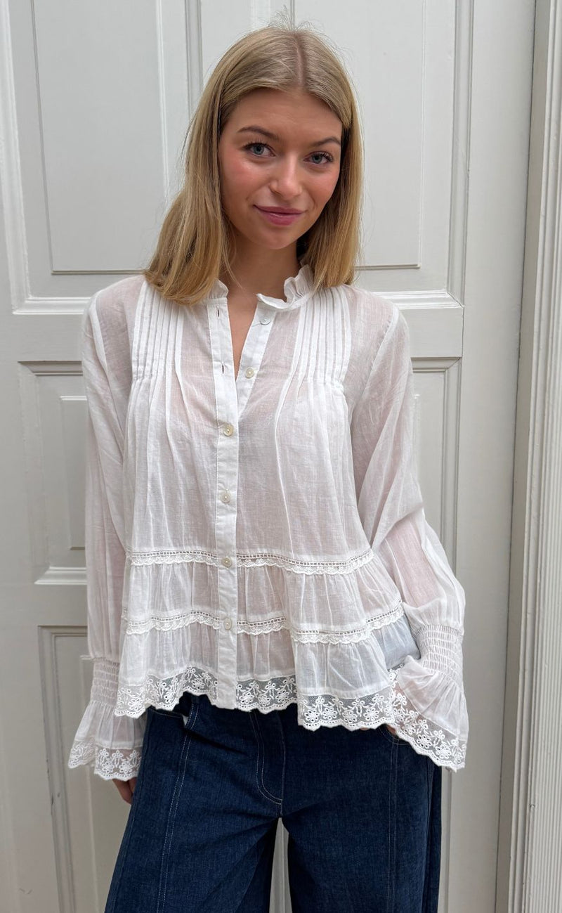 Continue Bluse - Audrey LS - White