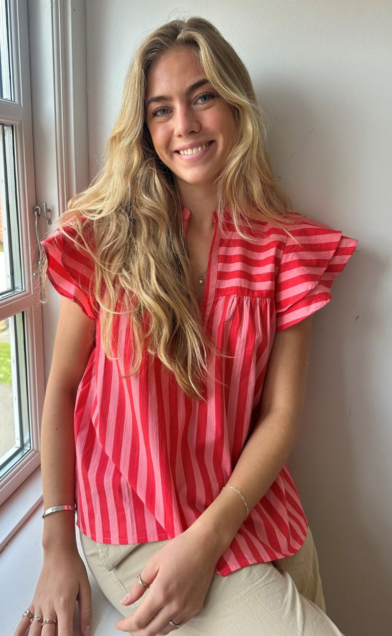Continue Topp - Christel red stripe - 001 Stribe Pink