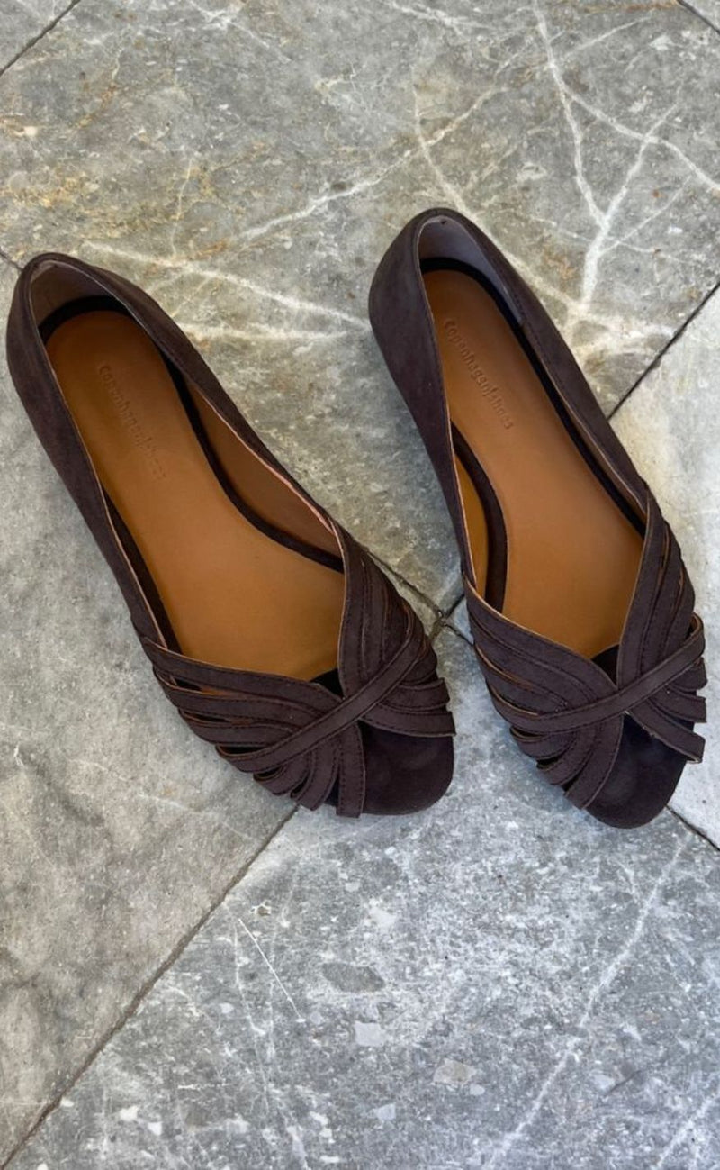Copenhagen Shoes Ballerinaer - Passionate Suede - Dark Brown