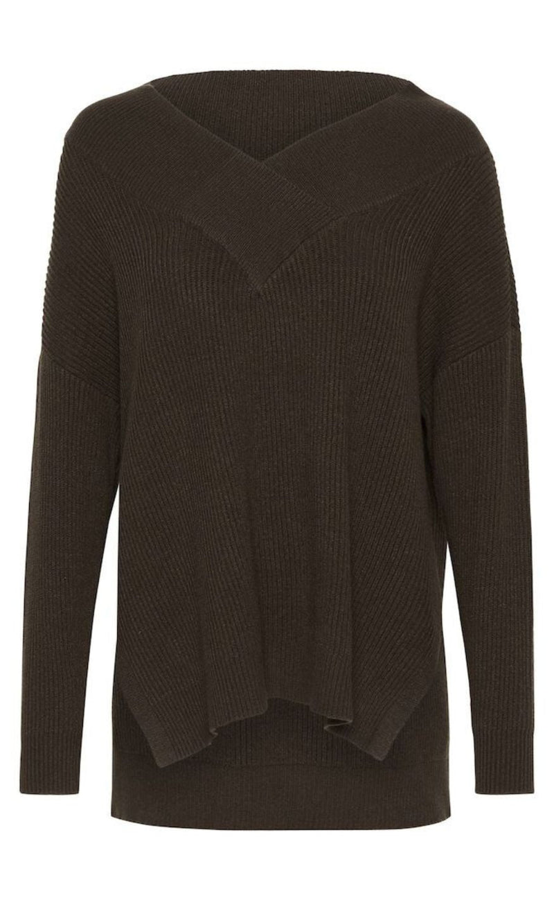 Culture Genser - Olivia V-neck - Demitasse Melange