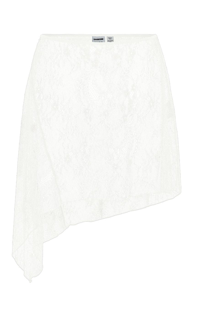 Noisy May Skjørt - Ida Elasticated Lace - Bright White