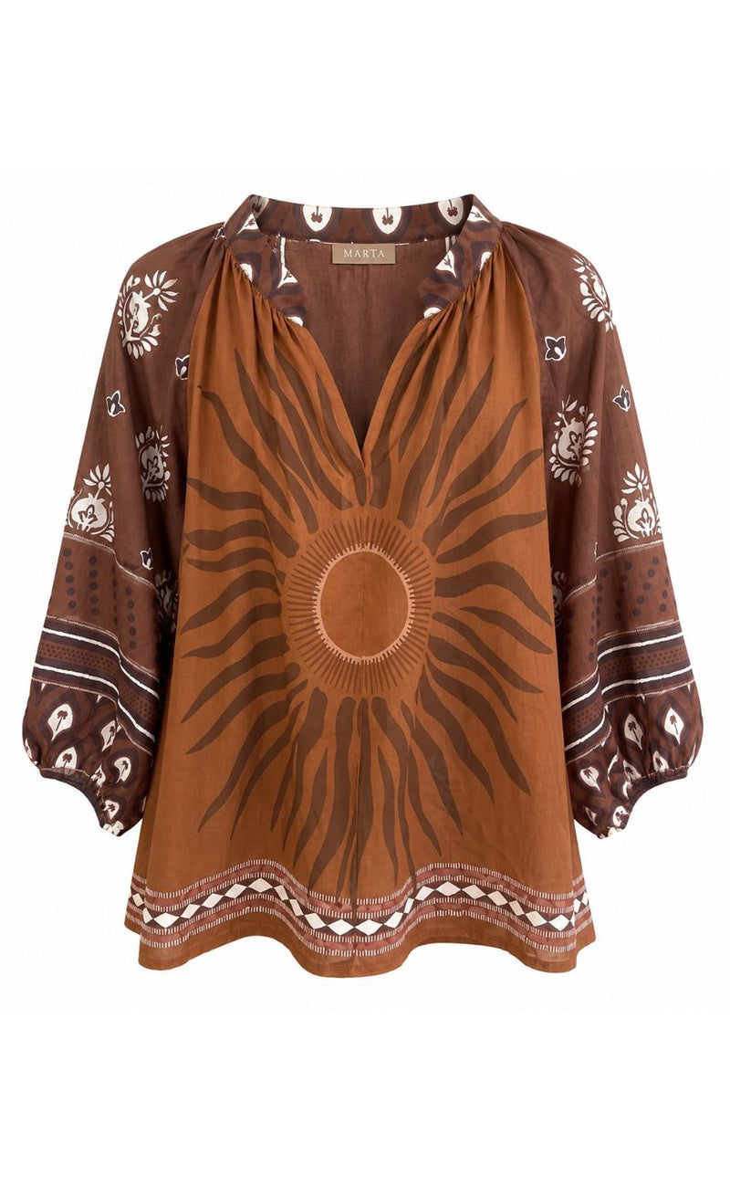Marta Du Chateau Bluse - Valoria - Brown
