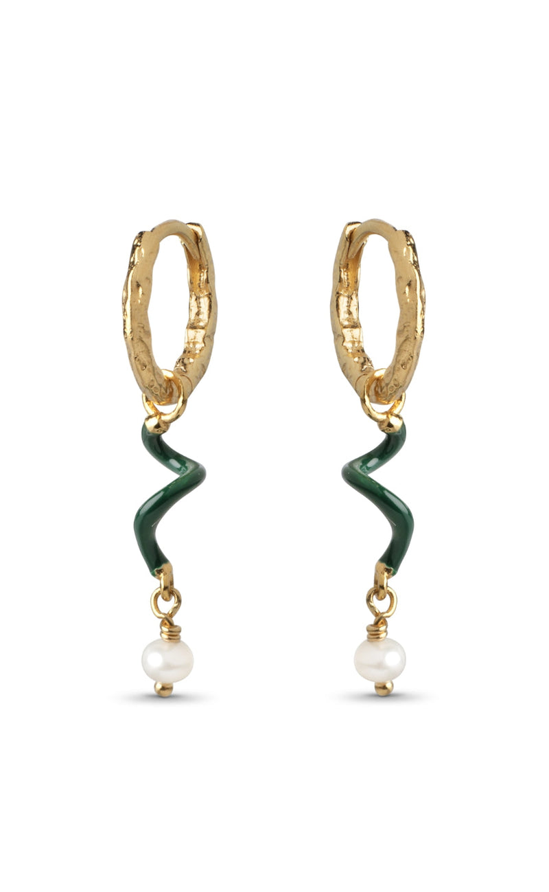 ENAMEL Copenhagen Øreringer - Twist - Petrol Green