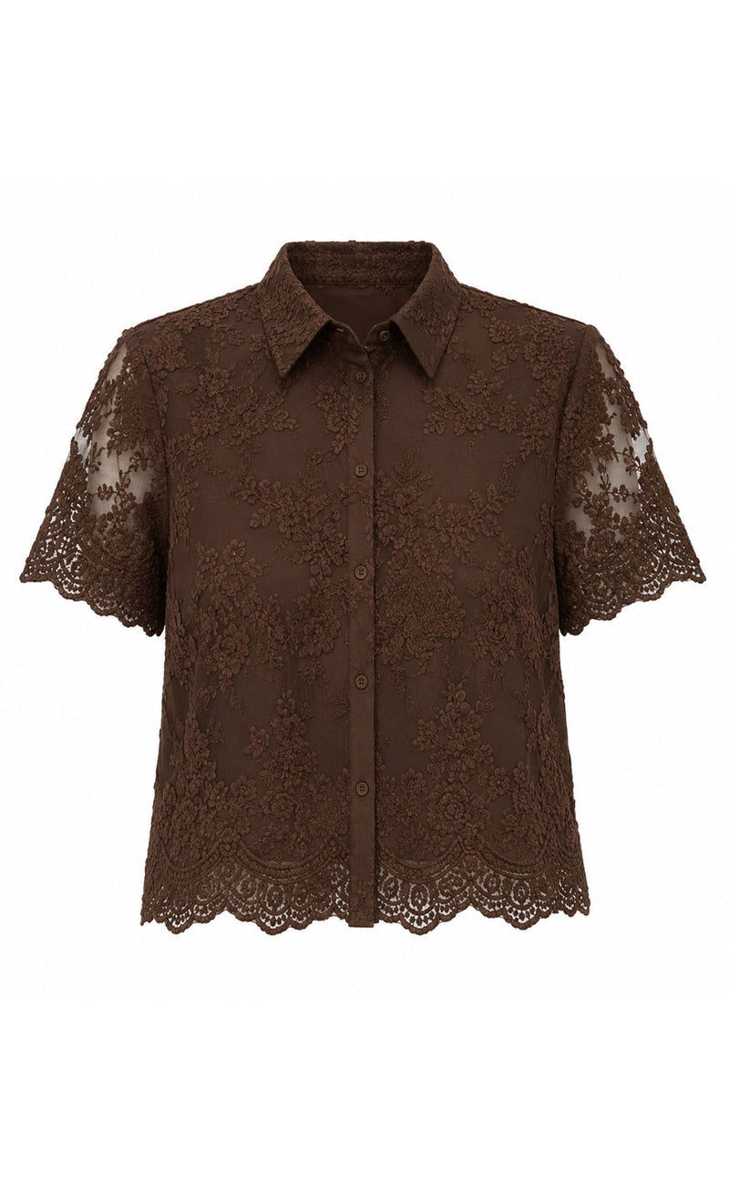 Say INA Copenhagen Skjorte - Elly Lace - Dark Brown