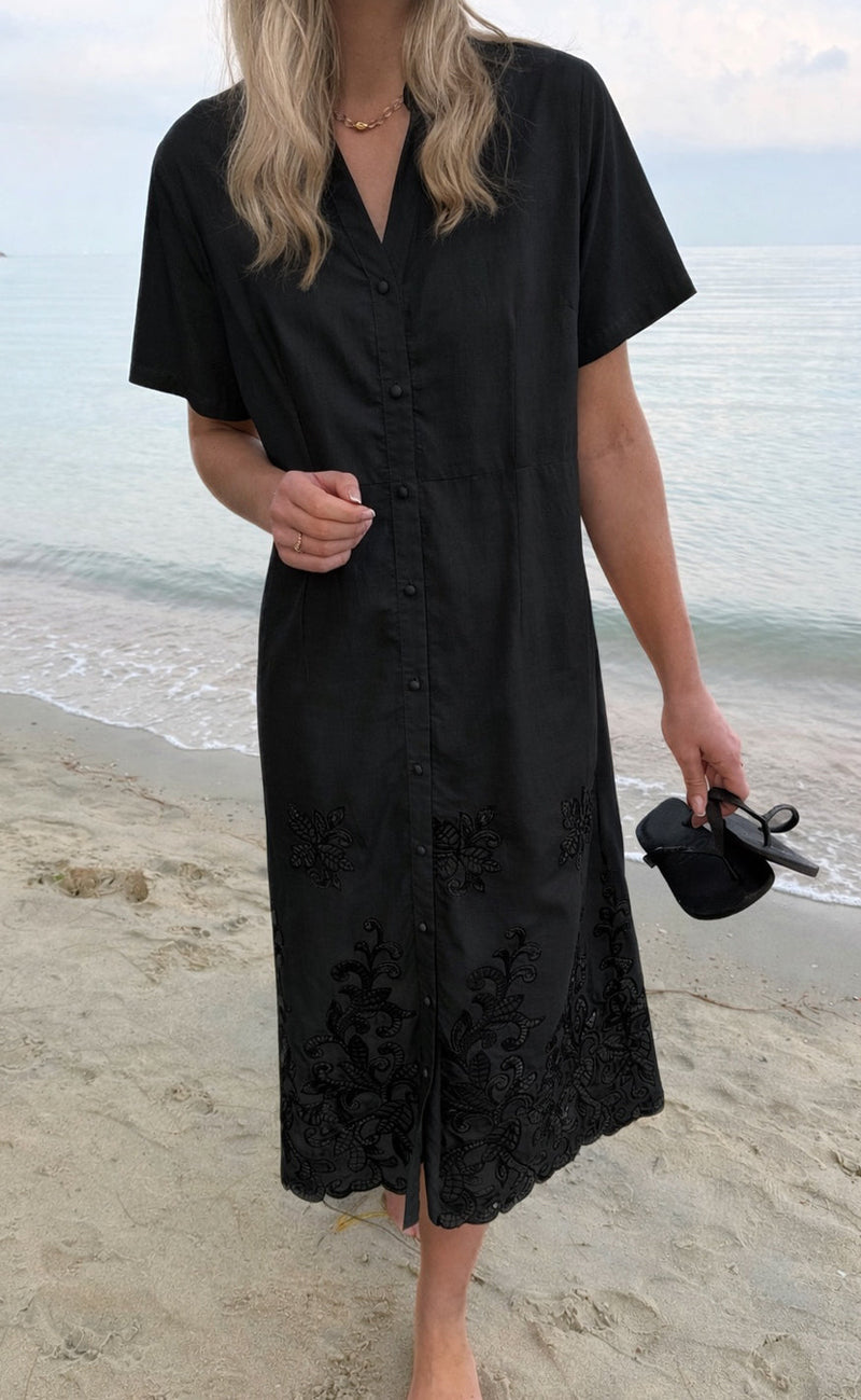 Say INA Copenhagen Kjole - Elvira - Black W. Embroidery