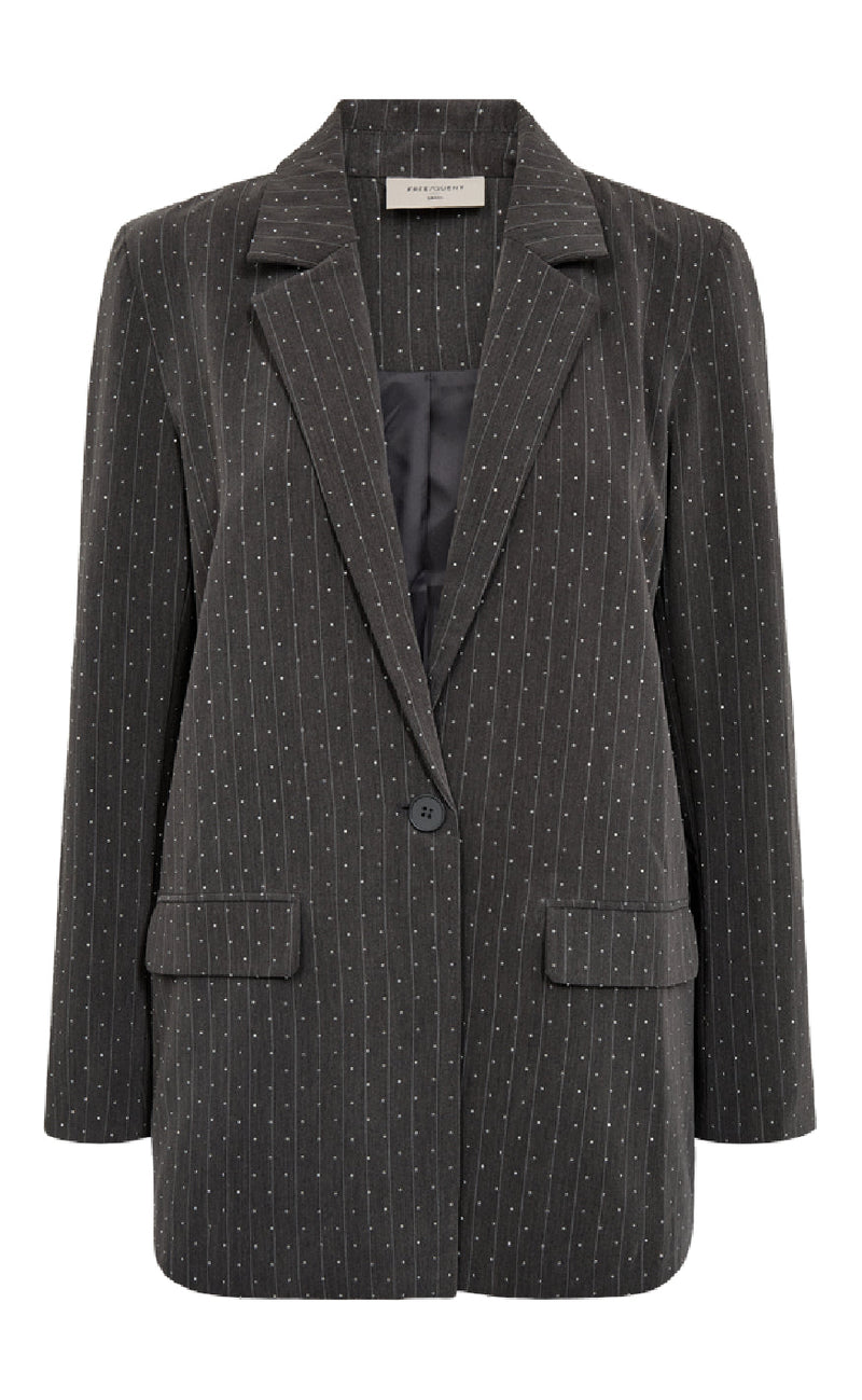 Freequent Blazer - Widy - Dark Grey Mel w. Star Off-white