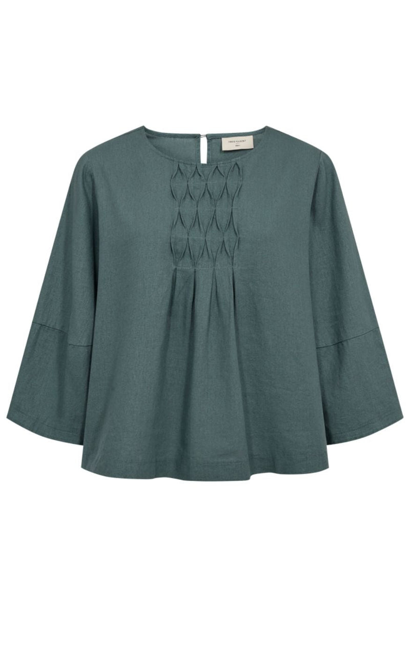 Freequent Bluse - Lava Pleat - Dark Forest