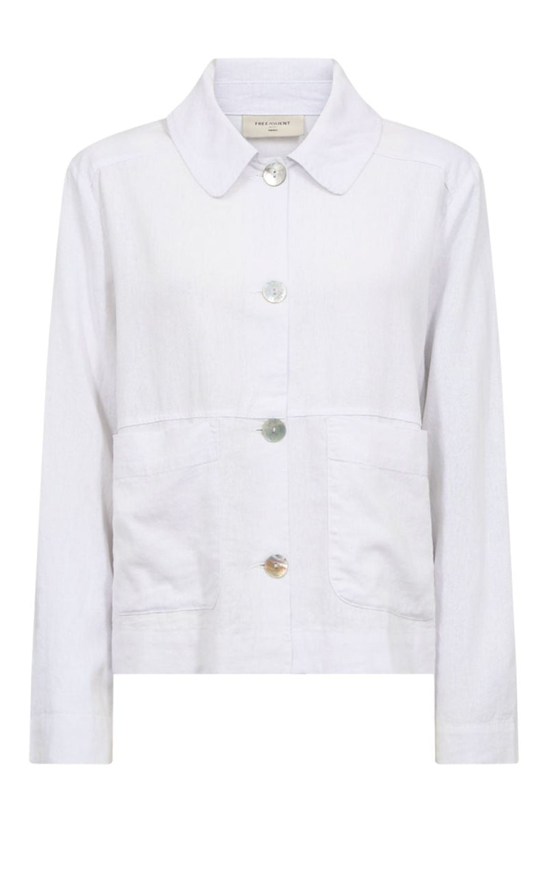 Freequent Jakke - Lava Button - Brilliant White