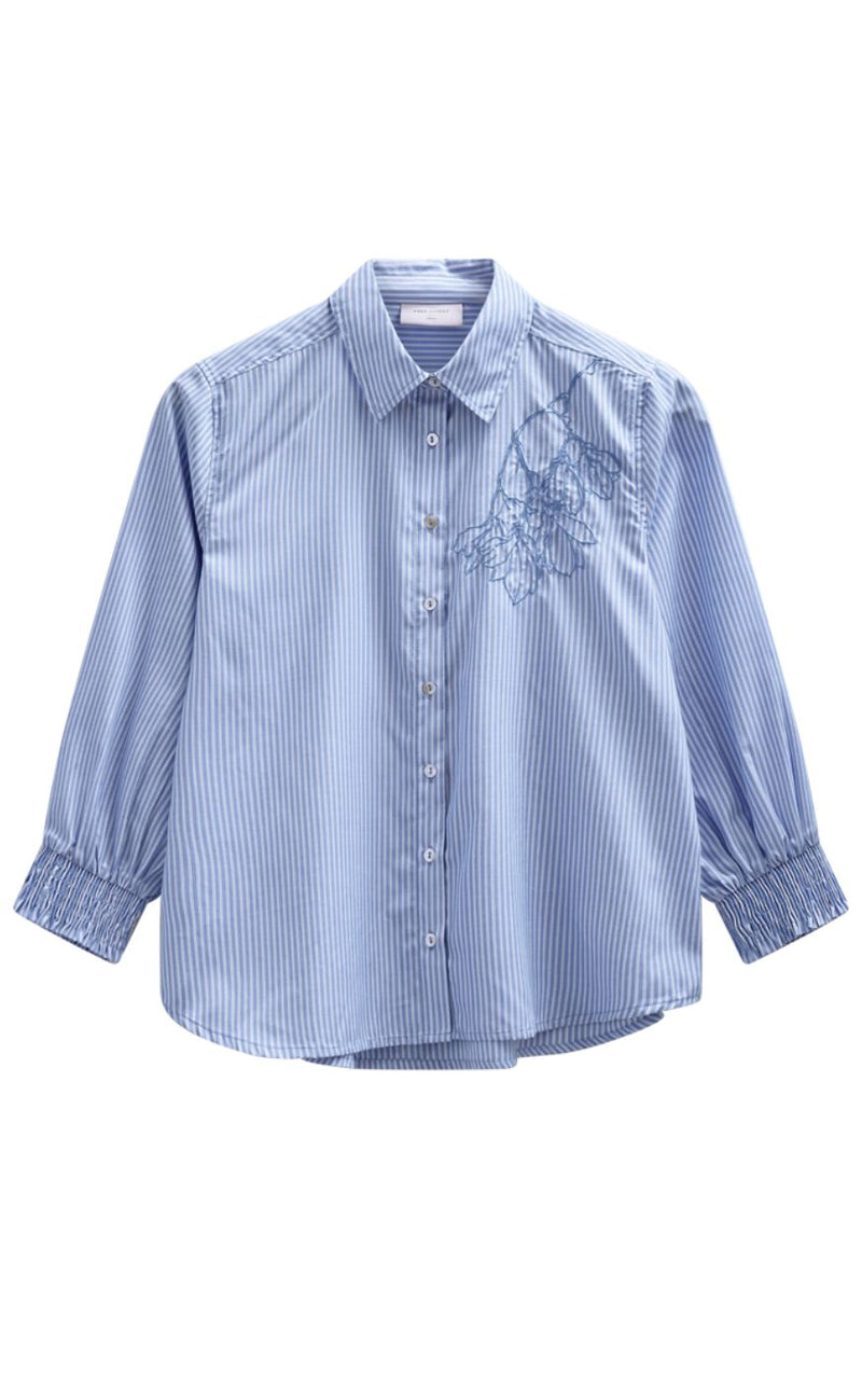 Freequent Skjorte - Evalina - Vista Blue w. Star Off-White