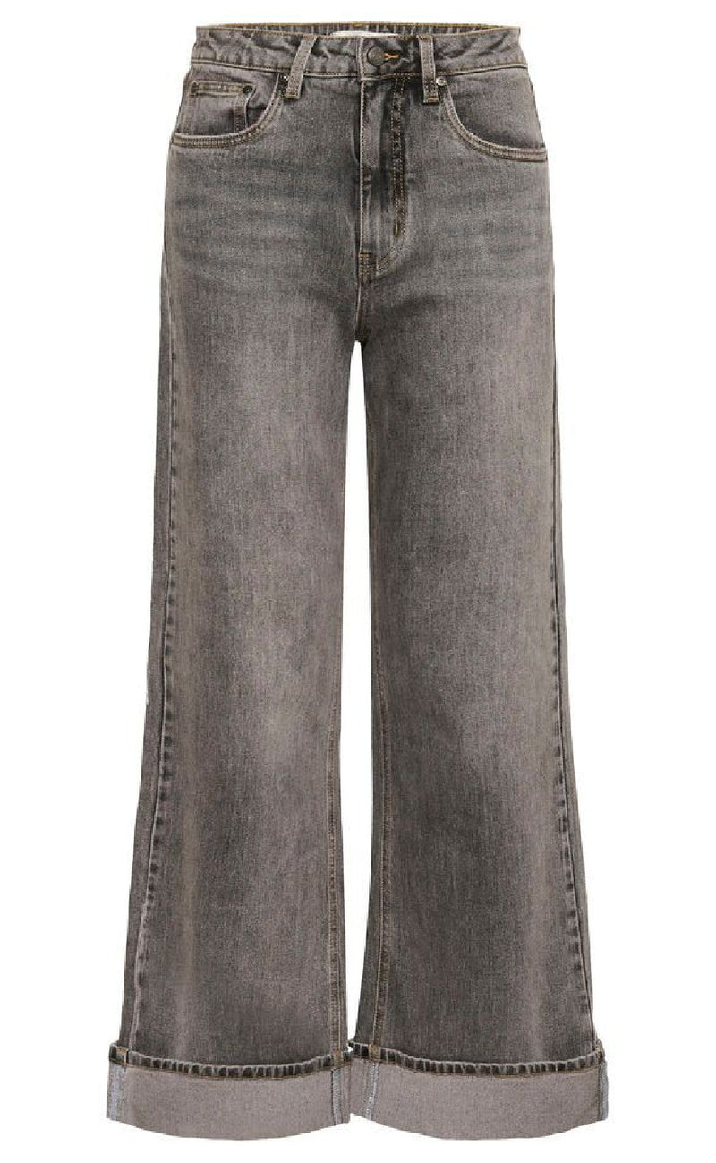 Gestuz Bukser - Sara HW Wide - Washed Light Grey