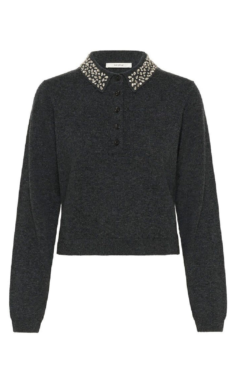 Gestuz Pullover - Manzi - Deep Graphite Melange