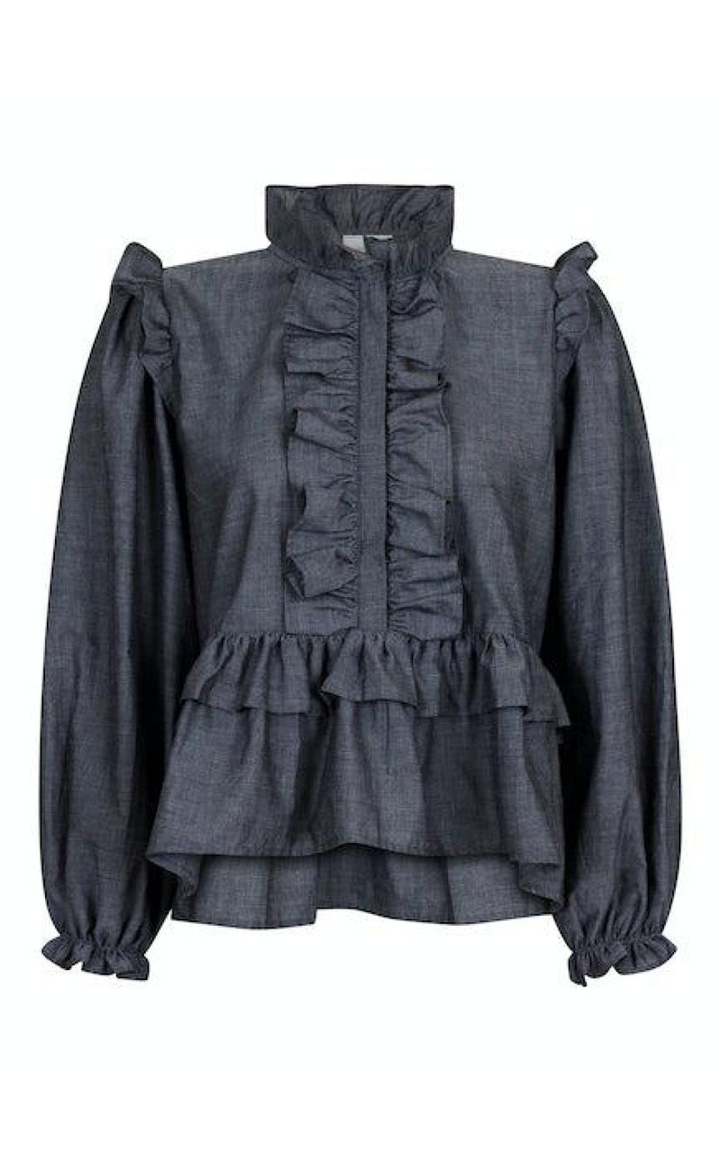 Neo Noir Bluse - Hawaii Chambray - Black