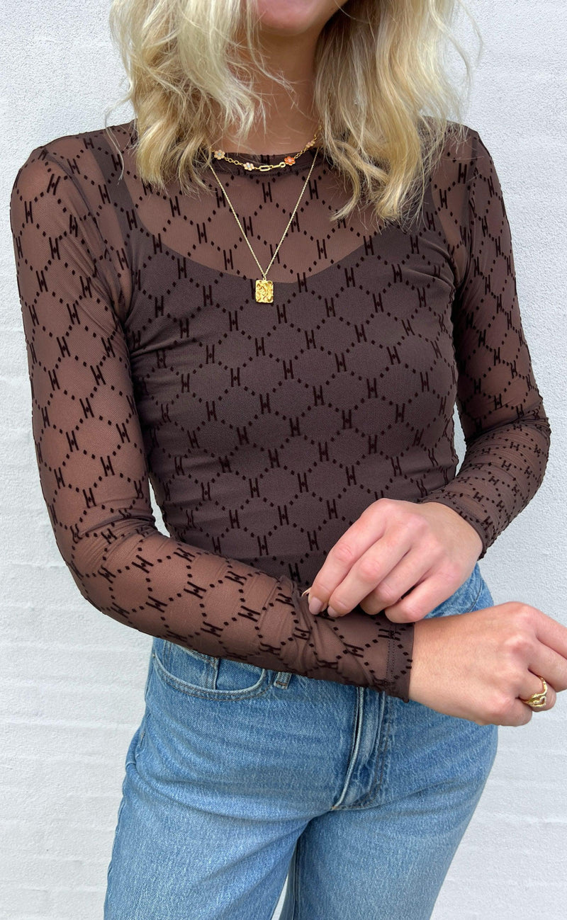 Hype The Detail Bluse - Mesh - Brown