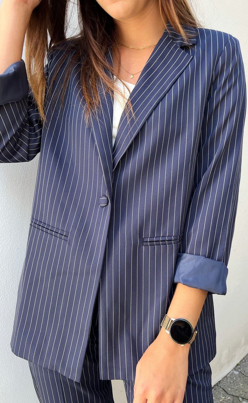 INA Copenhagen Blazer - Zoey - Navy Pinstripe