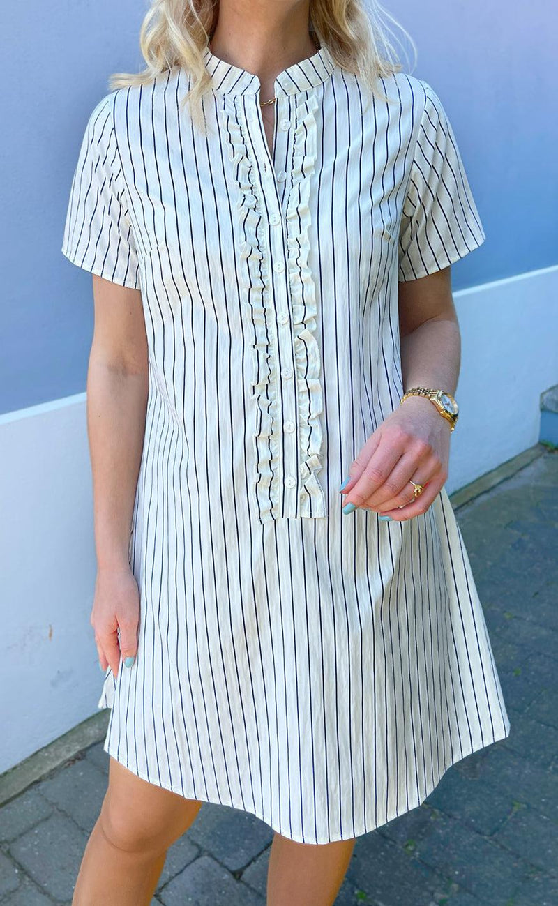INA Copenhagen Kjole - Flora - White/Navy Striped