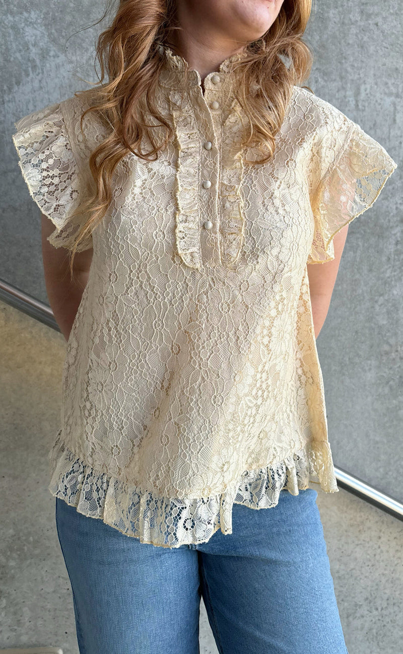 INA Copenhagen Topp - Pia Lace - Creme
