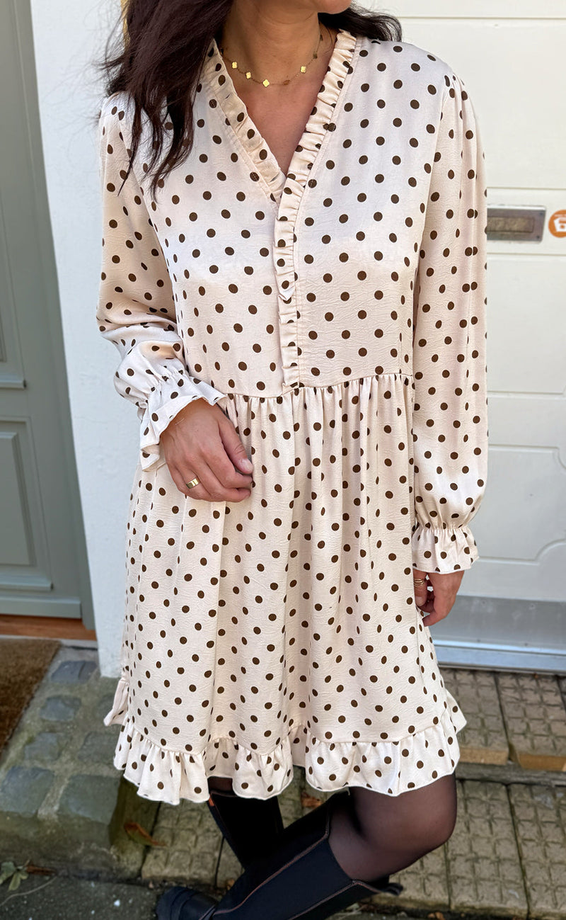 Say INA Copenhagen Kjole - Catja Short - Beige Dots