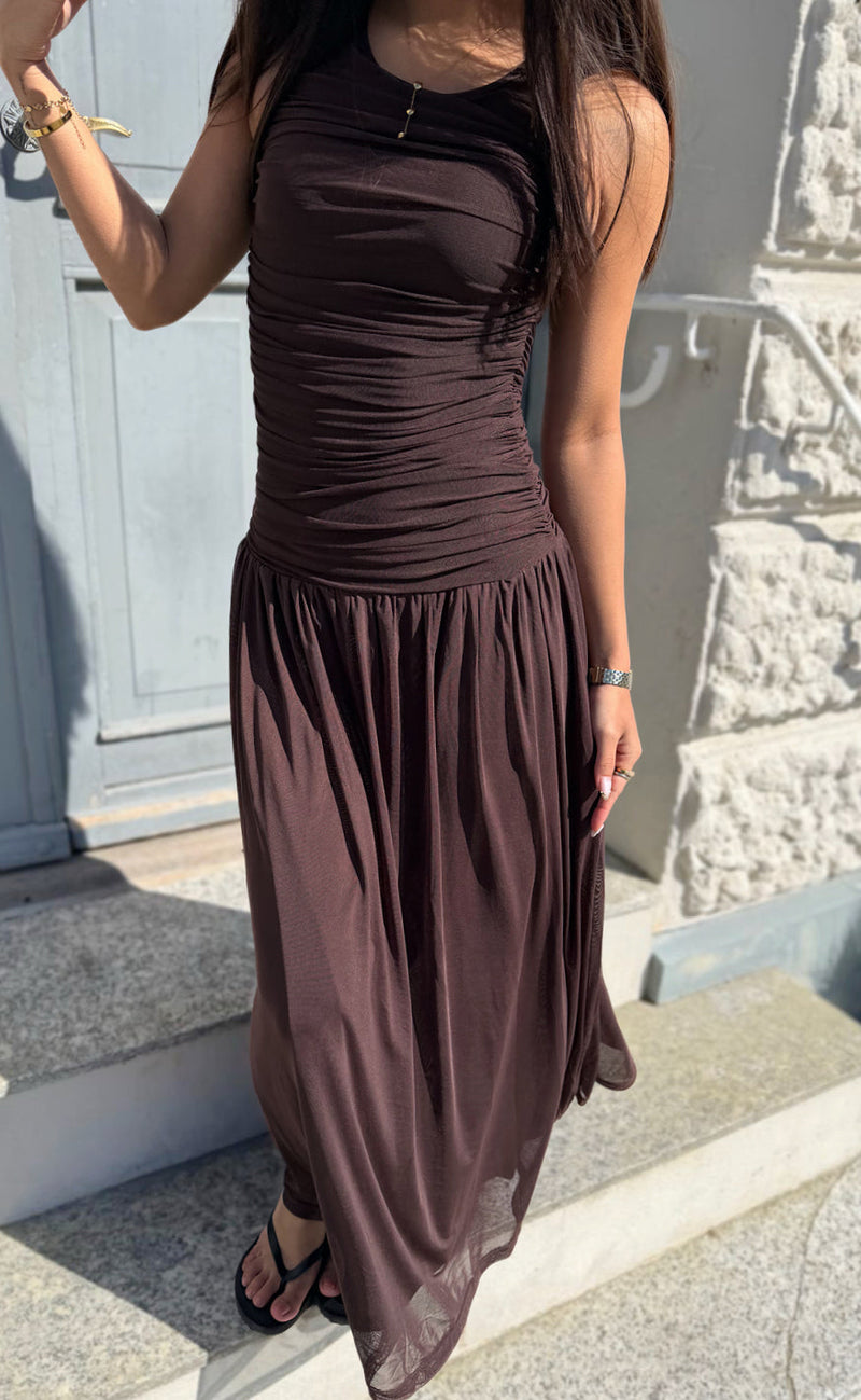 Say INA Copenhagen Kjole - Nina - Dark Brown Mesh